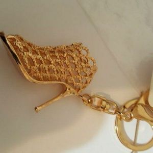 👠Gold high heel bag charm👠